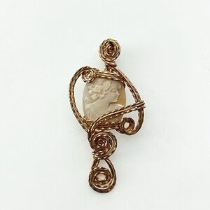 Handmade Gold Cameo Necklace Pendant Elegant Jewelry